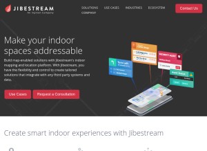 How jibestream.com looks like on a tablet such as an iPad.