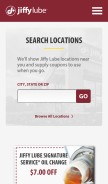 How jiffylube.com looks like on a mobile device such as an iPhone.
