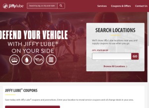 How jiffylube.com looks like on a tablet such as an iPad.