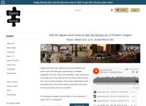 How jigsaw-records.com looks like on a tablet such as an iPad.