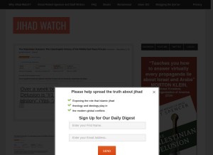How jihadwatch.org looks like on a tablet such as an iPad.