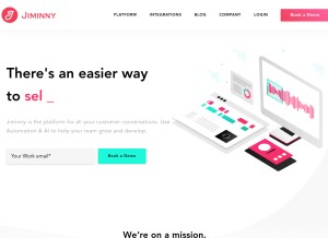 How jiminny.com looks like on a tablet such as an iPad.