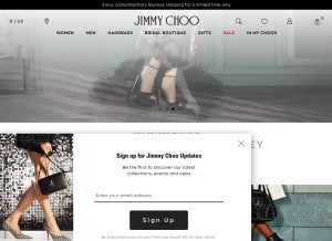 How jimmychoo.com looks like on a tablet such as an iPad.