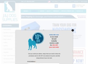 How jjdog.com looks like on a tablet such as an iPad.