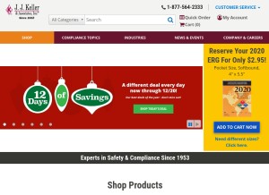 How jjkeller.com looks like on a tablet such as an iPad.