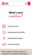 How jll.com looks like on a mobile device such as an iPhone.