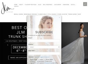 How jlmcouture.com looks like on a tablet such as an iPad.