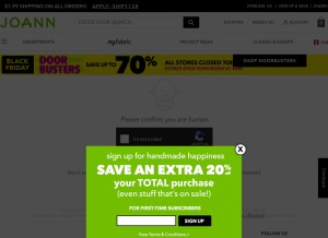 How joann.com looks like on a tablet such as an iPad.