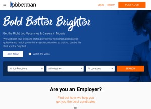 How jobberman.com looks like on a tablet such as an iPad.