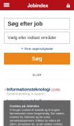 How jobindex.dk looks like on a mobile device such as an iPhone.