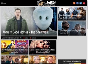 How joblo.com looks like on a tablet such as an iPad.