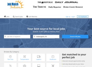 How jobmatchindiana.com looks like on a tablet such as an iPad.