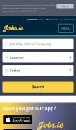 How jobs.ie looks like on a mobile device such as an iPhone.