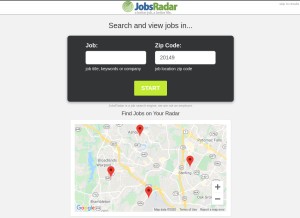 How jobsradar.com looks like on a tablet such as an iPad.