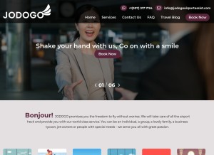 How jodogoairportassist.com looks like on a tablet such as an iPad.