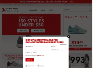 How joesnewbalanceoutlet.com looks like on a tablet such as an iPad.