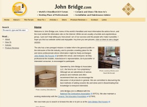 How johnbridge.com looks like on a tablet such as an iPad.