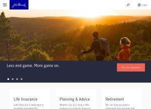 How johnhancock.com looks like on a tablet such as an iPad.