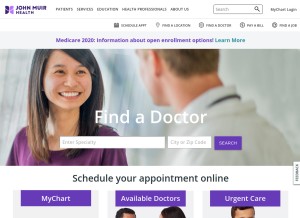 How johnmuirhealth.com looks like on a tablet such as an iPad.