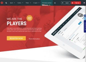 How johnnybet.com looks like on a tablet such as an iPad.