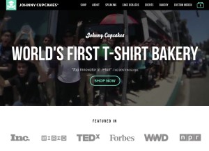 How johnnycupcakes.com looks like on a tablet such as an iPad.