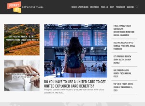 How johnnyjet.com looks like on a tablet such as an iPad.