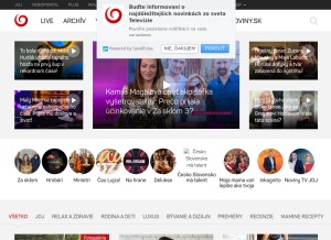 How joj.sk looks like on a tablet such as an iPad.