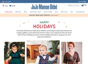 How jojomamanbebe.com looks like on a tablet such as an iPad.