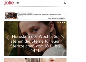 How jolie.de looks like on a tablet such as an iPad.