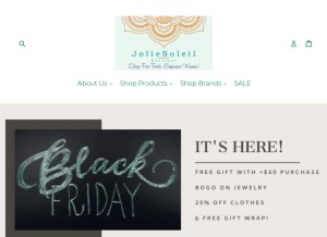 How joliesoleilboutique.com looks like on a tablet such as an iPad.