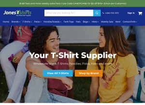 How jonestshirts.com looks like on a tablet such as an iPad.