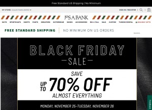 How josbank.com looks like on a tablet such as an iPad.