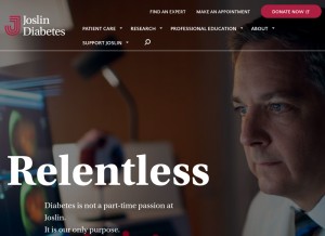 How joslin.org looks like on a tablet such as an iPad.