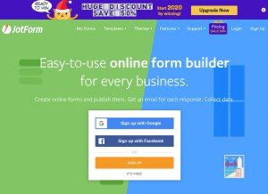 How jotform.com looks like on a tablet such as an iPad.