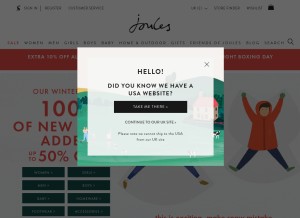 How joules.com looks like on a tablet such as an iPad.