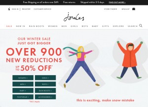 How joulesusa.com looks like on a tablet such as an iPad.