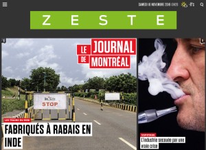 How journaldemontreal.com looks like on a tablet such as an iPad.