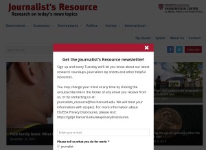 How journalistsresource.org looks like on a tablet such as an iPad.