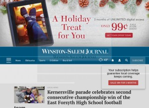 How journalnow.com looks like on a tablet such as an iPad.