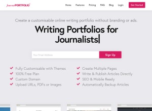 How journoportfolio.com looks like on a tablet such as an iPad.