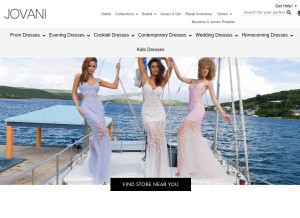 How jovani.com looks like on a tablet such as an iPad.