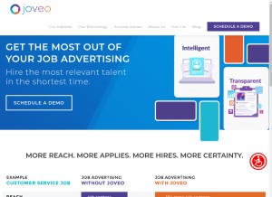 How joveo.com looks like on a tablet such as an iPad.