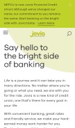 How joviafinancial.com looks like on a mobile device such as an iPhone.