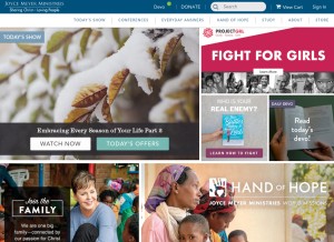 How joycemeyer.org looks like on a tablet such as an iPad.