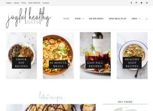 How joyfulhealthyeats.com looks like on a tablet such as an iPad.