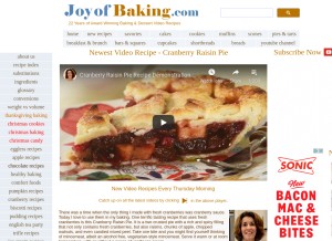 How joyofbaking.com looks like on a tablet such as an iPad.