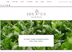 How joyusgarden.com looks like on a tablet such as an iPad.