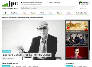 How jpc.de looks like on a tablet such as an iPad.