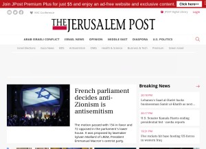 How jpost.com looks like on a tablet such as an iPad.