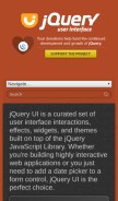 How jqueryui.com looks like on a mobile device such as an iPhone.